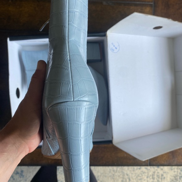 Nine West Blue Ankle Booties with Croc Texture - Picture 3 of 6